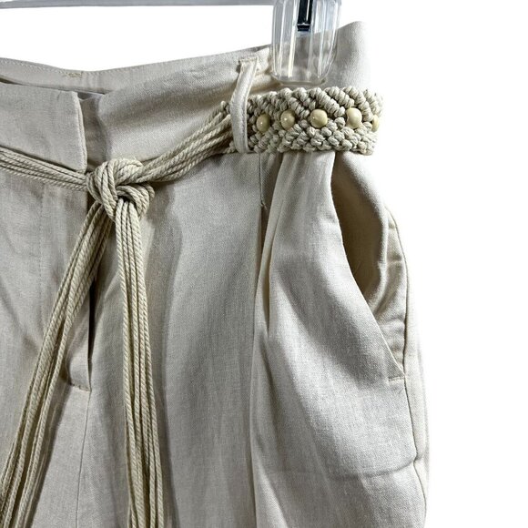 House Of Harlow 1960 NEW Womens XS Linen Blend Palazzo Pants Rope Beaded Belt - Picture 6 of 15
